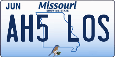 MO license plate AH5L0S