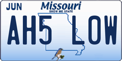 MO license plate AH5L0W