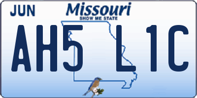 MO license plate AH5L1C