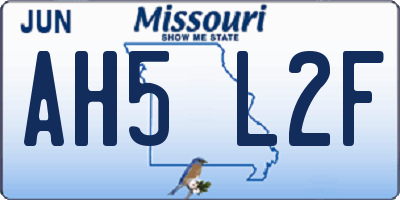 MO license plate AH5L2F