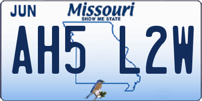 MO license plate AH5L2W