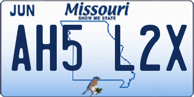 MO license plate AH5L2X