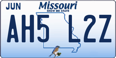 MO license plate AH5L2Z