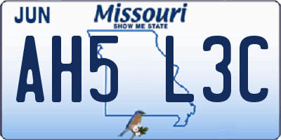 MO license plate AH5L3C