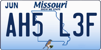 MO license plate AH5L3F