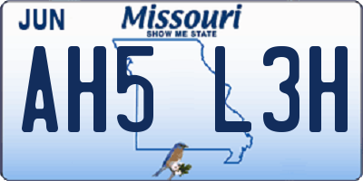 MO license plate AH5L3H