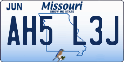 MO license plate AH5L3J