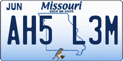 MO license plate AH5L3M