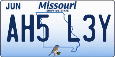 MO license plate AH5L3Y