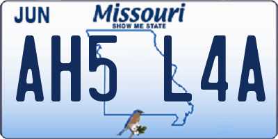 MO license plate AH5L4A