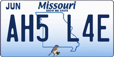 MO license plate AH5L4E