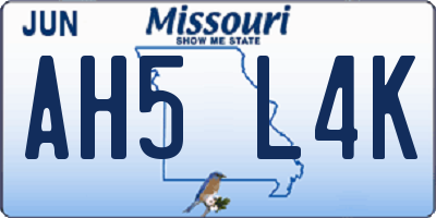 MO license plate AH5L4K