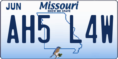 MO license plate AH5L4W