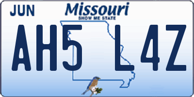 MO license plate AH5L4Z