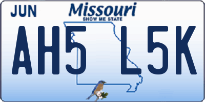 MO license plate AH5L5K