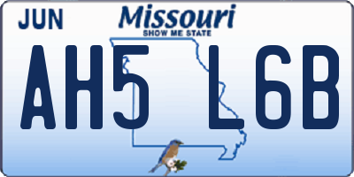 MO license plate AH5L6B