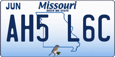 MO license plate AH5L6C