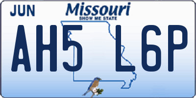 MO license plate AH5L6P
