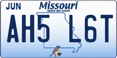 MO license plate AH5L6T