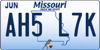 MO license plate AH5L7K