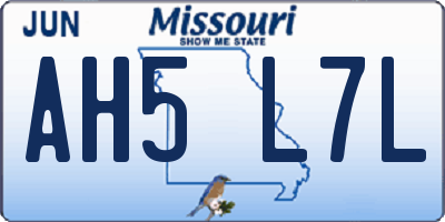 MO license plate AH5L7L