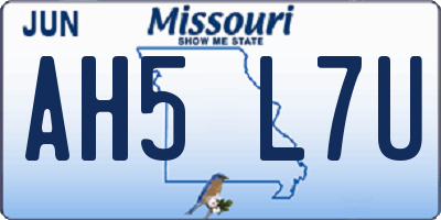 MO license plate AH5L7U