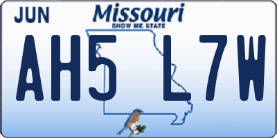 MO license plate AH5L7W