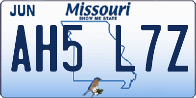 MO license plate AH5L7Z