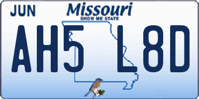 MO license plate AH5L8D