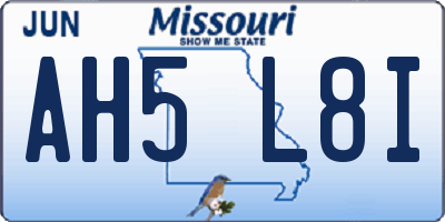 MO license plate AH5L8I