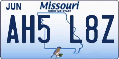 MO license plate AH5L8Z