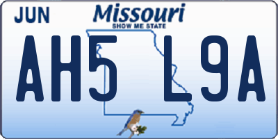 MO license plate AH5L9A