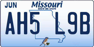 MO license plate AH5L9B