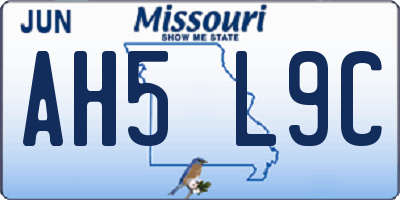 MO license plate AH5L9C
