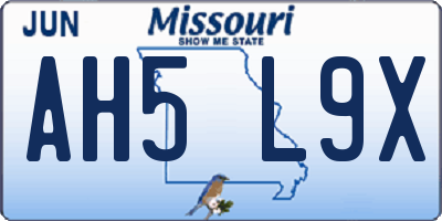 MO license plate AH5L9X
