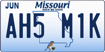 MO license plate AH5M1K