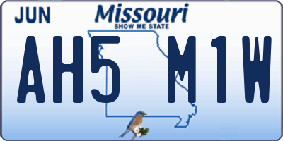 MO license plate AH5M1W