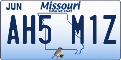 MO license plate AH5M1Z