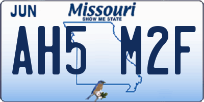 MO license plate AH5M2F