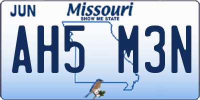 MO license plate AH5M3N