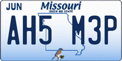 MO license plate AH5M3P