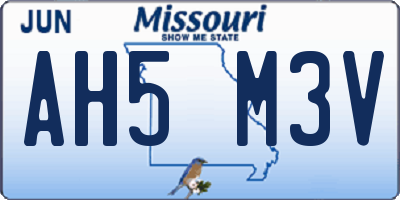 MO license plate AH5M3V