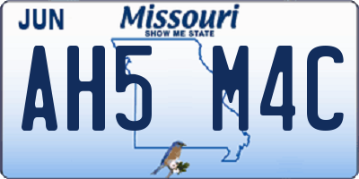 MO license plate AH5M4C