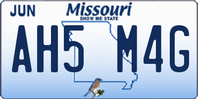 MO license plate AH5M4G