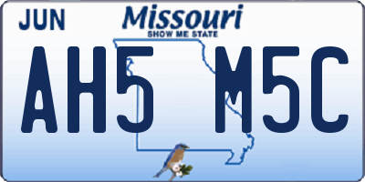 MO license plate AH5M5C
