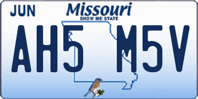 MO license plate AH5M5V