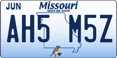 MO license plate AH5M5Z