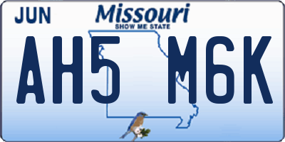 MO license plate AH5M6K