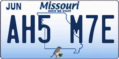 MO license plate AH5M7E