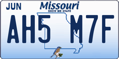 MO license plate AH5M7F